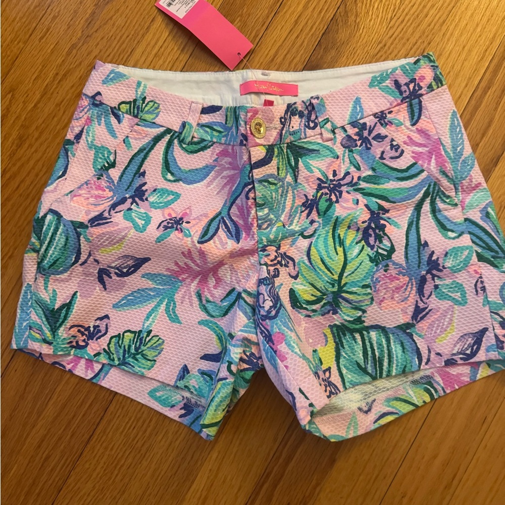 Lilly Pulitzer Bermuda Shorts Pink and Green Tropical Print